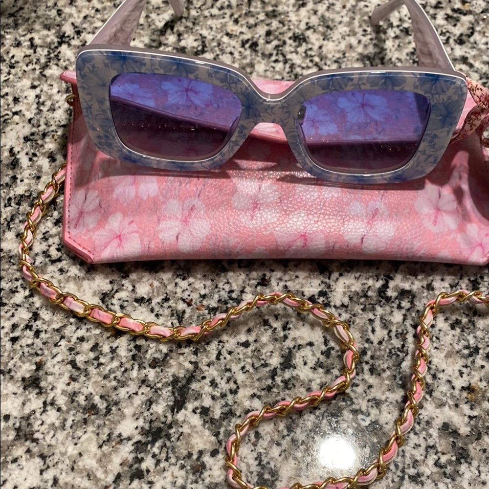 LoveShackFancy Pink and Blue Sunglasses Contemporary Style